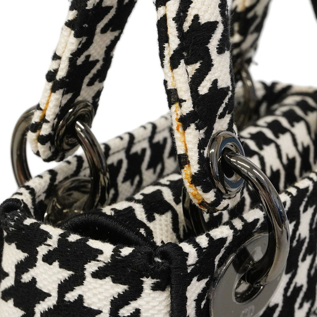 Dior Handbag Lady D Light Canvas White Black Silver 2-Way — view 7