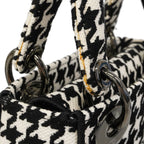 Dior Handbag Lady D Light Canvas White Black Silver 2-Way — view 7