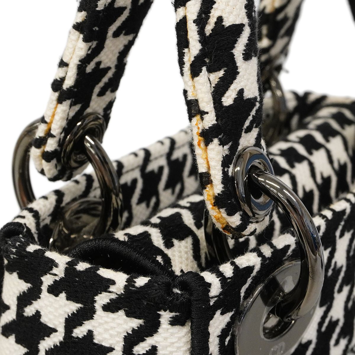 Dior Handbag Lady D Light Canvas White Black Silver 2-Way — view 7