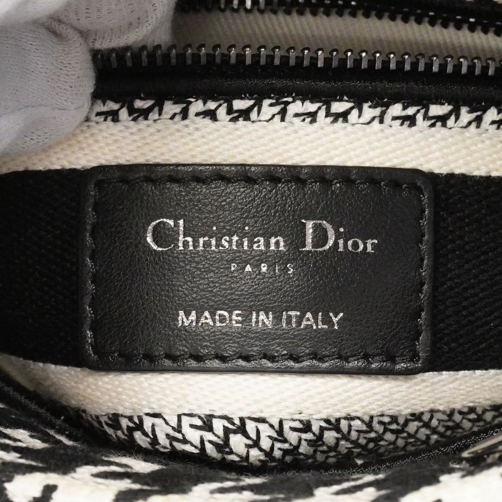 Dior Handbag Lady D Light Canvas White Black Silver 2-Way — view 5