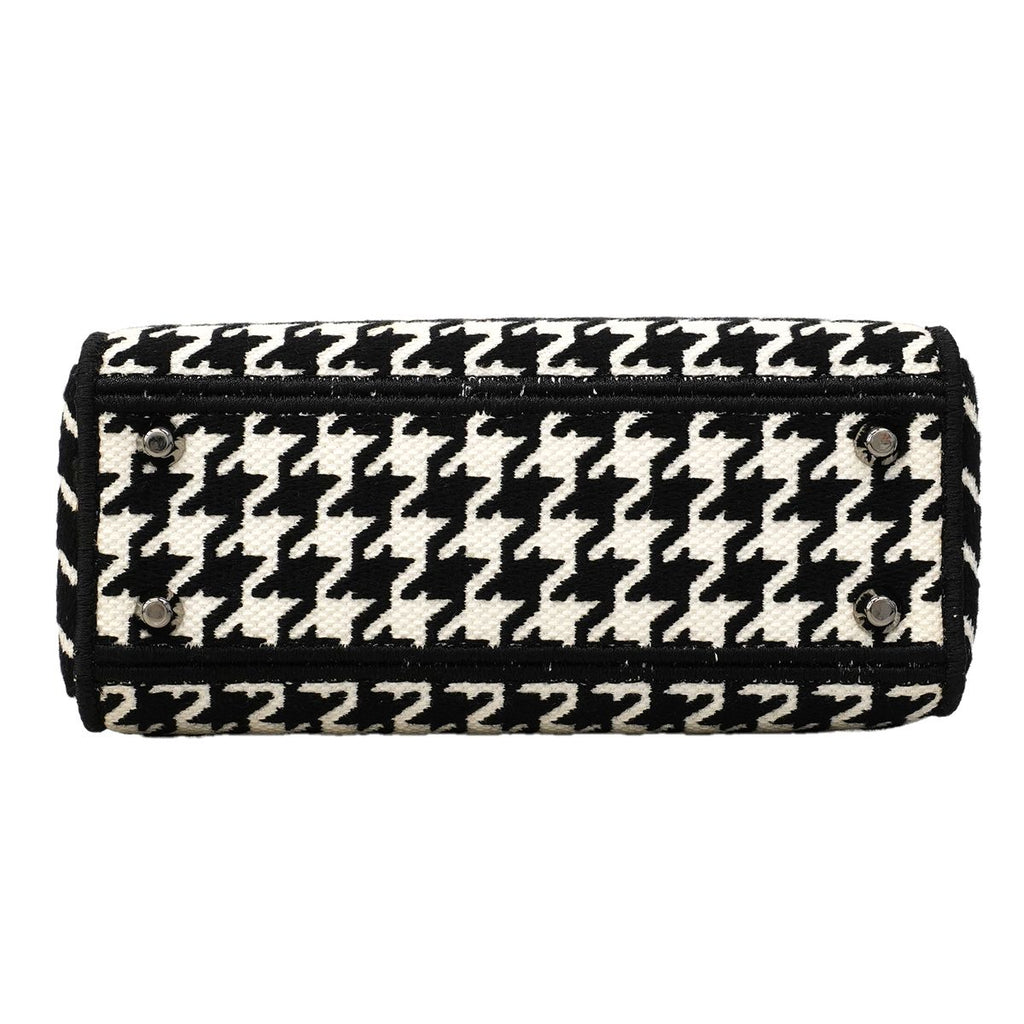 Dior Handbag Lady D Light Canvas White Black Silver 2-Way — view 3