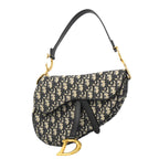 Dior Handbag Oblique Saddle Canvas Navy Gold