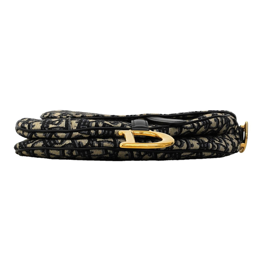 Dior Handbag Oblique Saddle Canvas Navy Gold — view 3