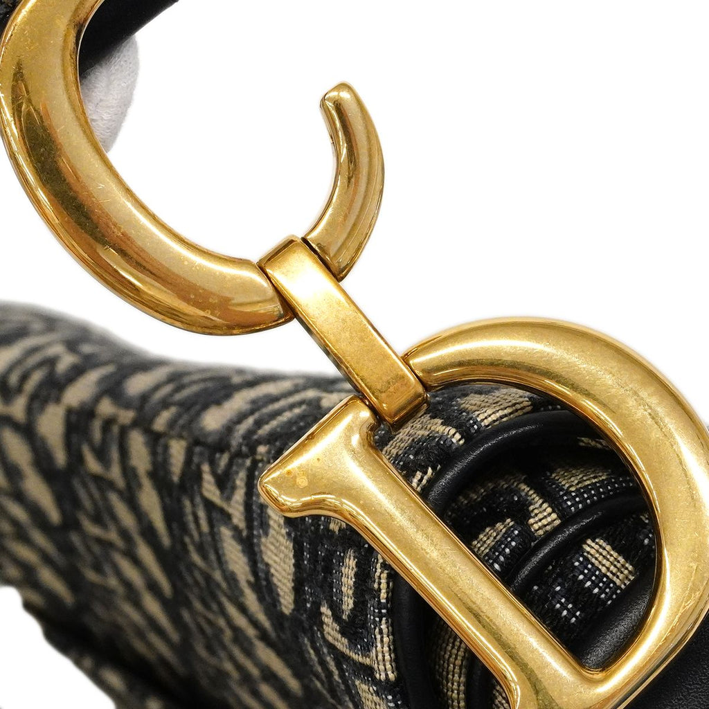 Dior Handbag Oblique Saddle Canvas Navy Gold — view 8