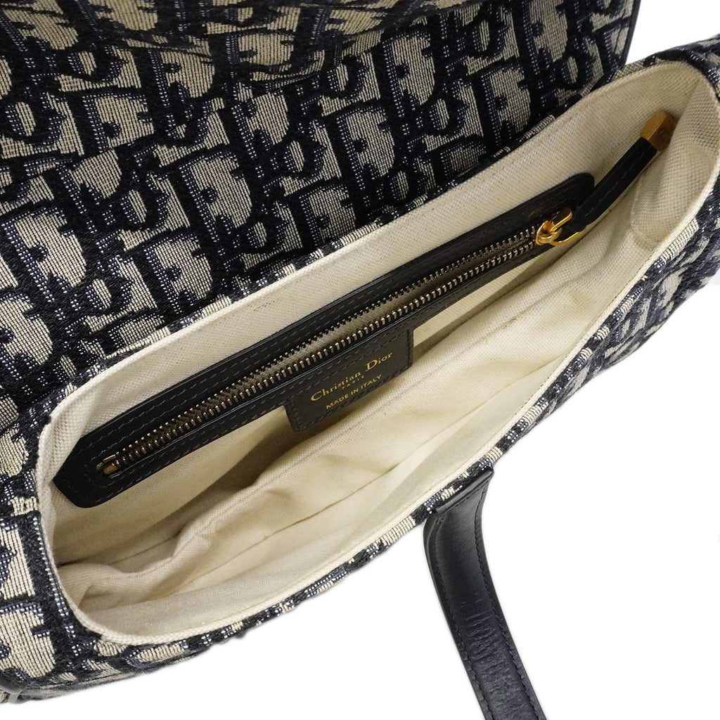 Dior Handbag Oblique Saddle Canvas Navy Gold — view 4