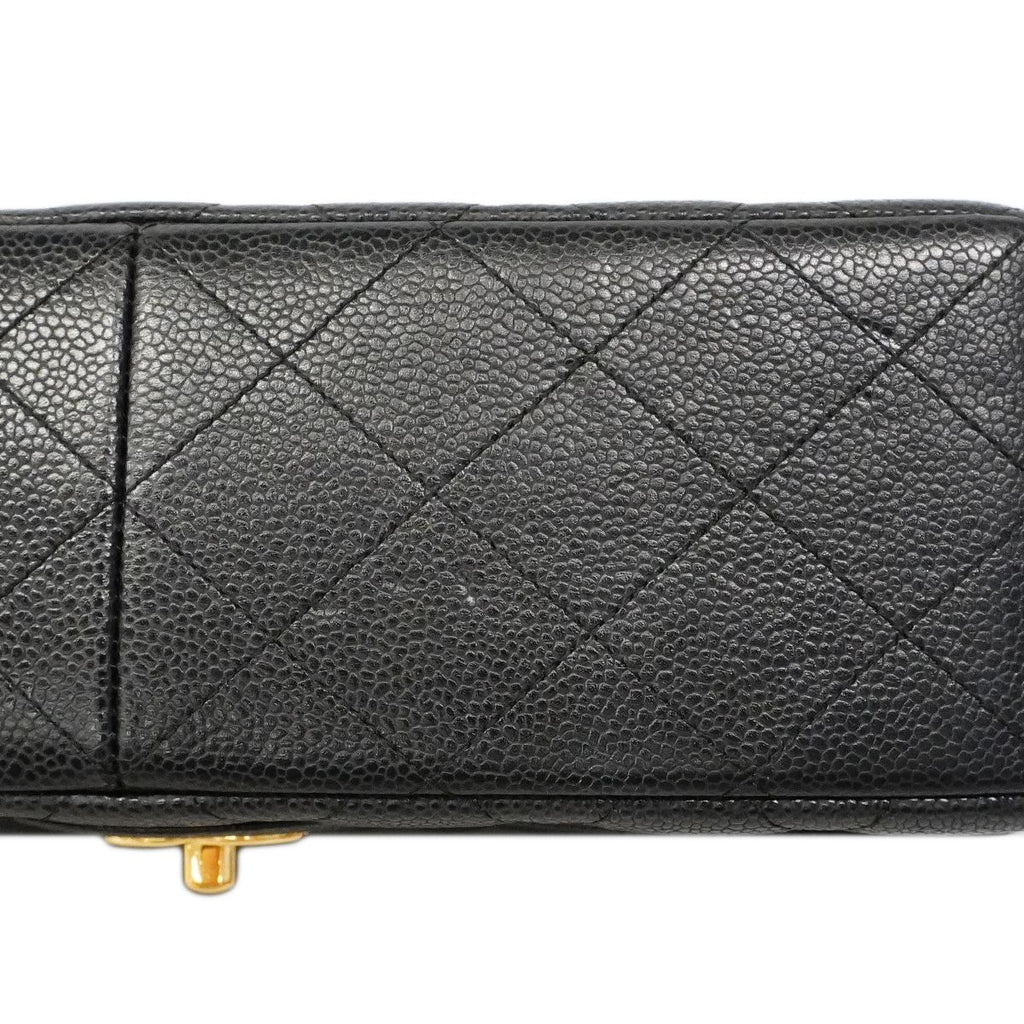 Chanel Shoulder Bag Maxi Quilted Caviar Leather Black Gold — view 7