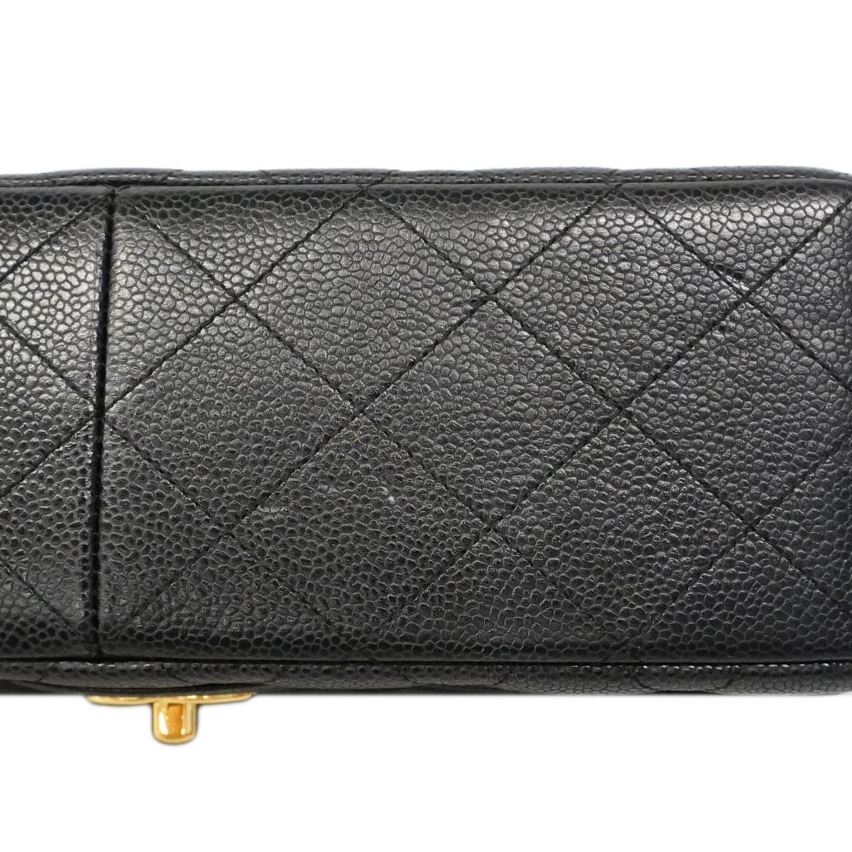 Chanel Shoulder Bag Maxi Quilted Caviar Leather Black Gold — view 7
