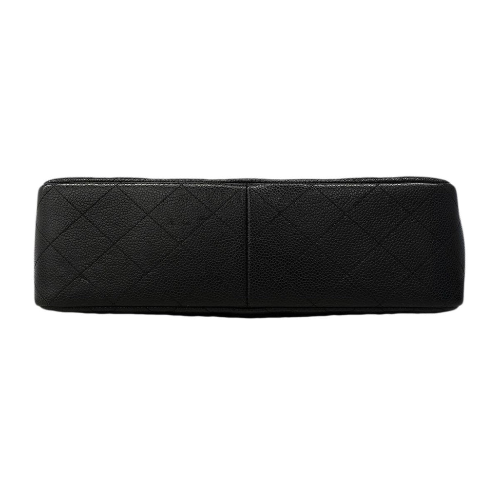 Chanel Shoulder Bag Maxi Quilted Caviar Leather Black Gold — view 3