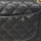 Chanel Shoulder Bag Maxi Quilted Caviar Leather Black Gold — view 6