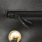 Chanel Shoulder Bag Maxi Quilted Caviar Leather Black Gold — view 9