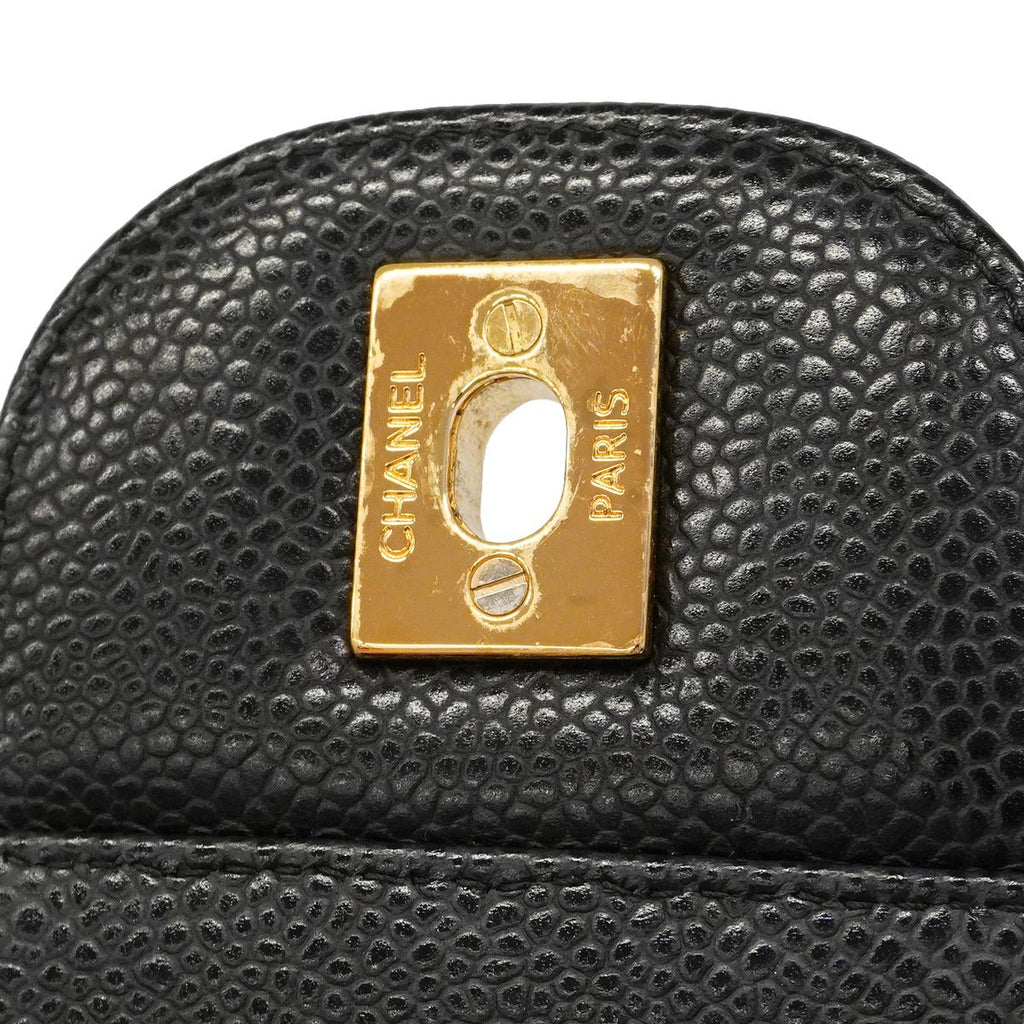 Chanel Shoulder Bag Maxi Quilted Caviar Leather Black Gold — view 8