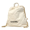 Chanel Backpack 22 Calfskin White Gold