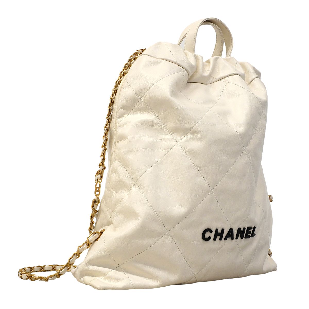 Chanel Backpack 22 Calfskin White Gold — view 2