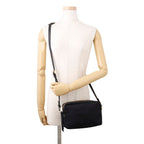 Prada Shoulder Bag Logo Cross Canvas Leather Black — view 4