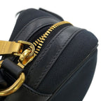 Prada Shoulder Bag Logo Cross Canvas Leather Black — view 8