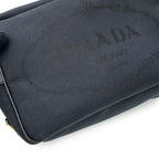 Prada Shoulder Bag Logo Cross Canvas Leather Black — view 6