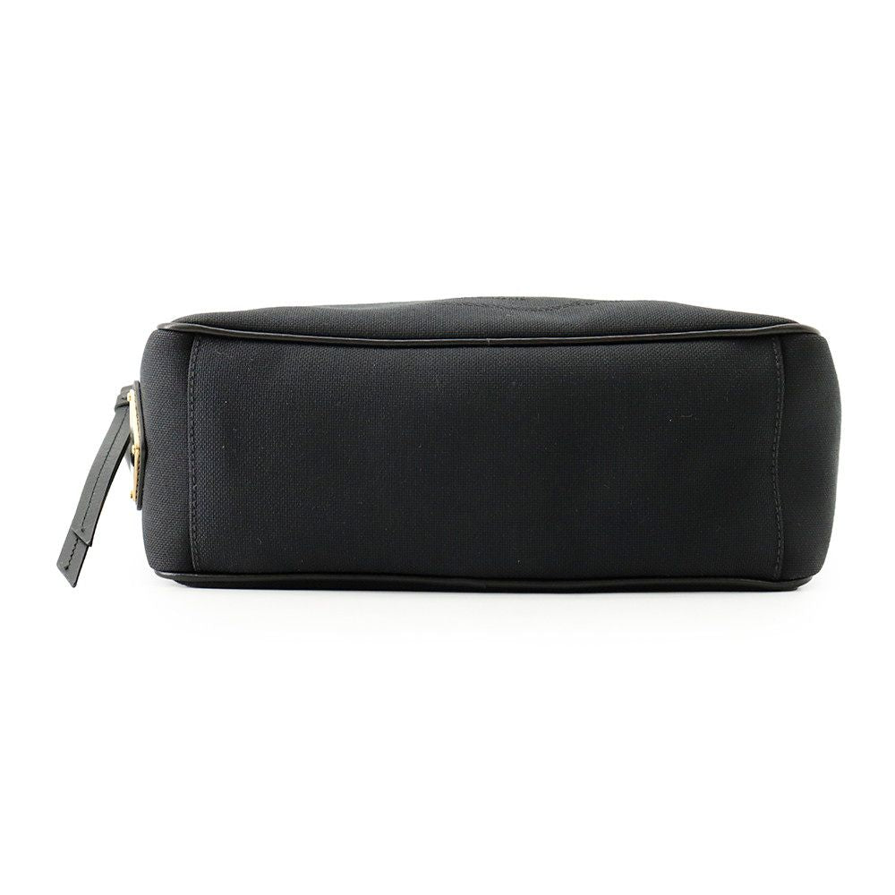 Prada Shoulder Bag Logo Cross Canvas Leather Black — view 3