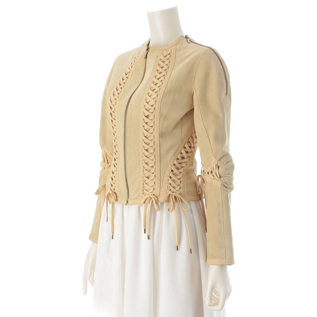 Dior Suede Leather Galliano Era Corset Lace Jacket Beige 36 — view 2