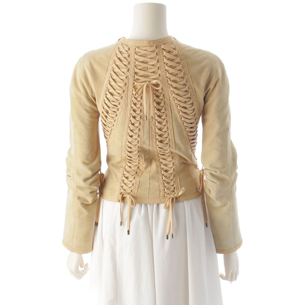 Dior Suede Leather Galliano Era Corset Lace Jacket Beige 36 — view 4
