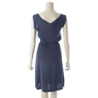 Chanel Cotton Change Knit CC Logo Plate Dress Sleeveless Top Skirt Navy 38 — view 4