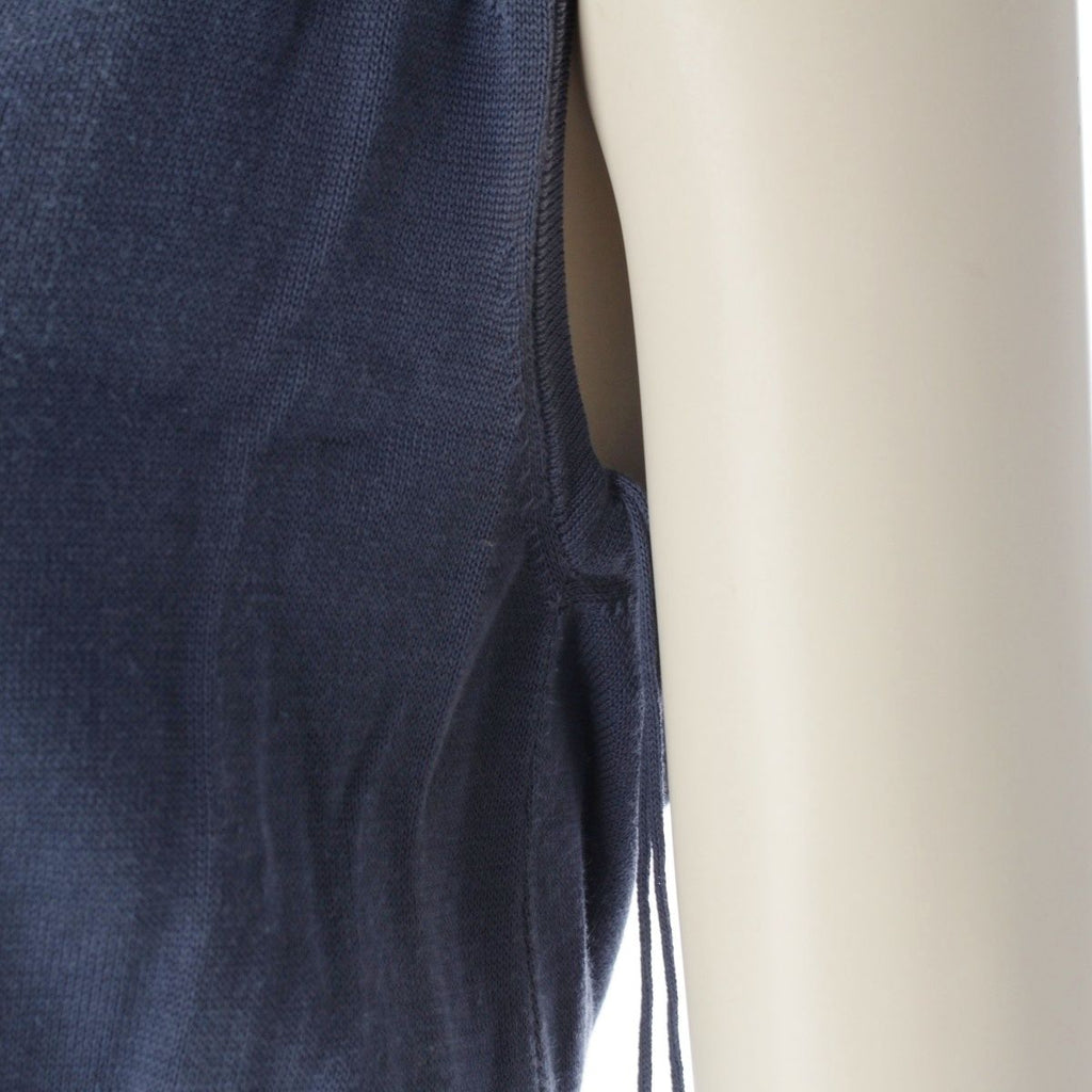 Chanel Cotton Change Knit CC Logo Plate Dress Sleeveless Top Skirt Navy 38 — view 7