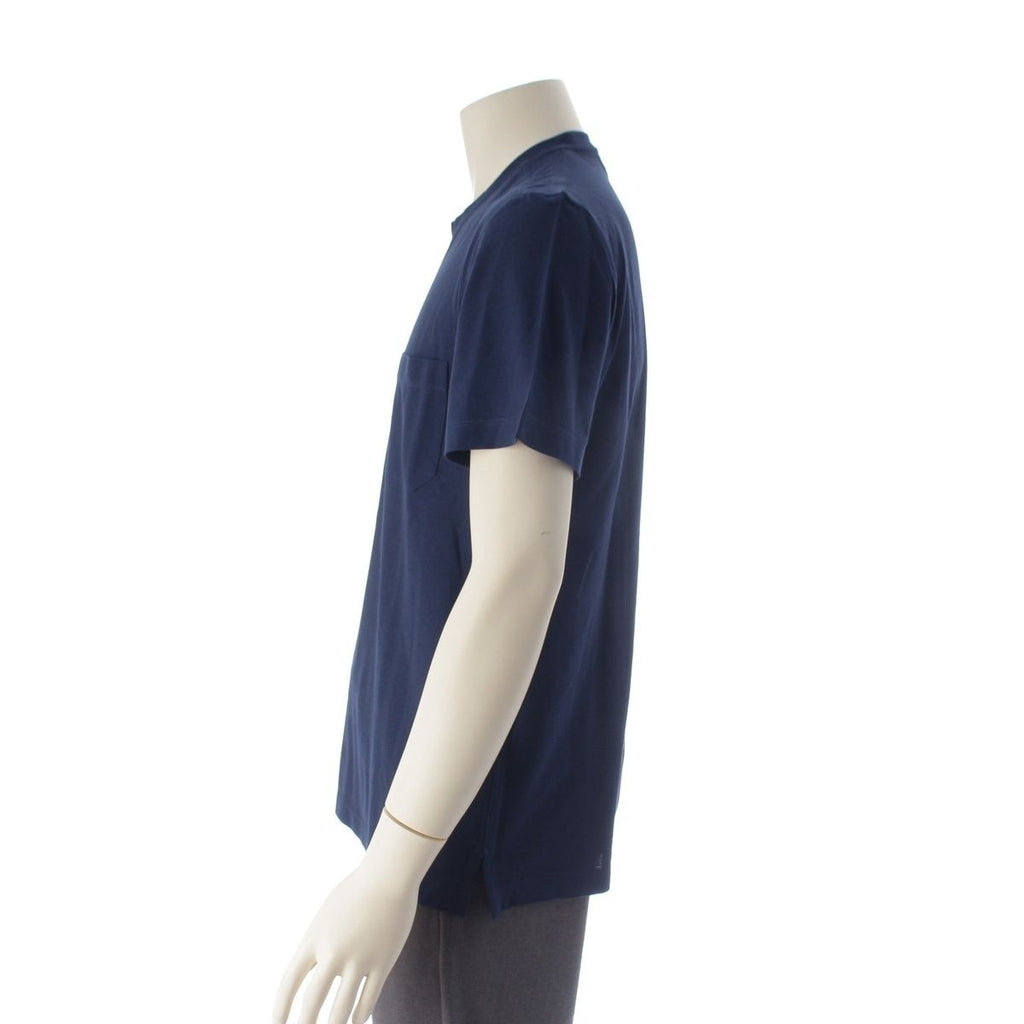 Hermes Cotton Pocket Short Sleeve T-Shirt Top Navy — view 3