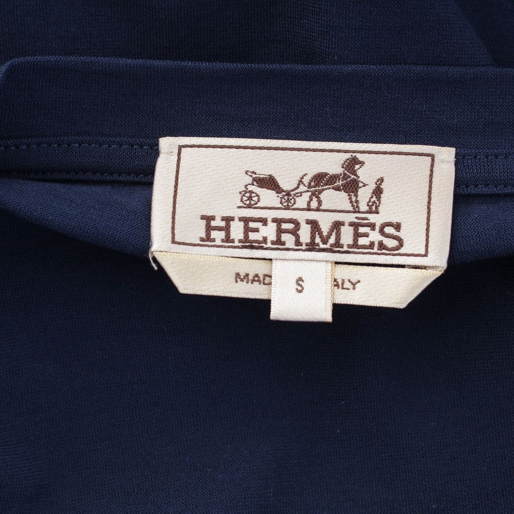 Hermes Cotton Pocket Short Sleeve T-Shirt Top Navy — view 8