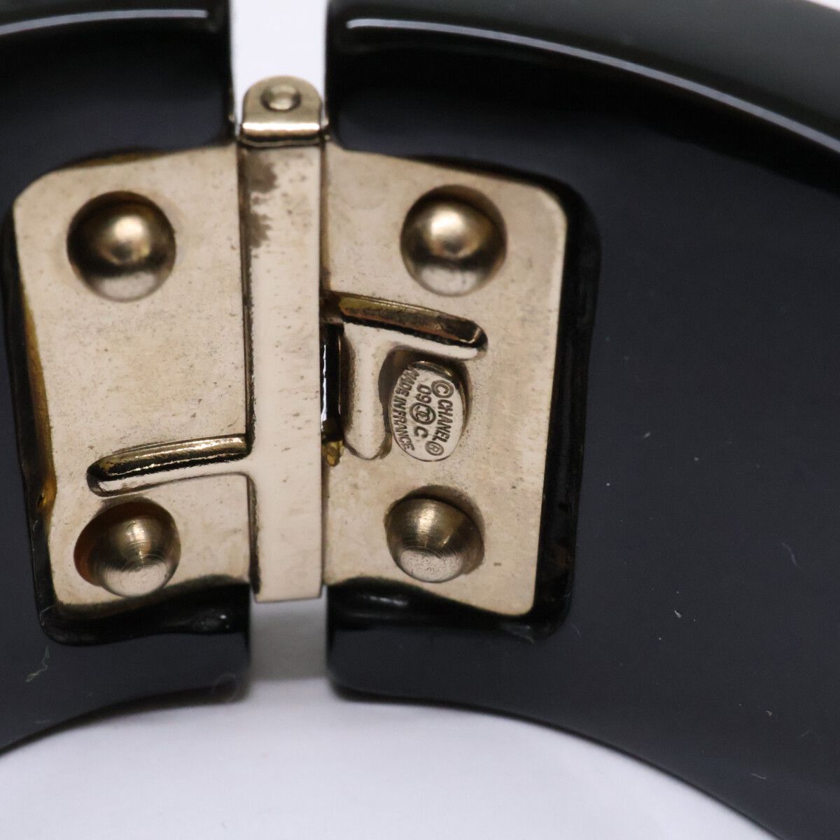 Chanel 09c Resin Hingerd CC Logo Bracelet — view 8