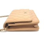 Chanel Shoulder Bag CC Logo Classic Lambskin Beige — view 3