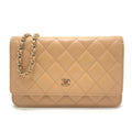 Chanel Shoulder Bag CC Logo Classic Lambskin Beige