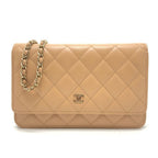 Chanel Shoulder Bag CC Logo Classic Lambskin Beige