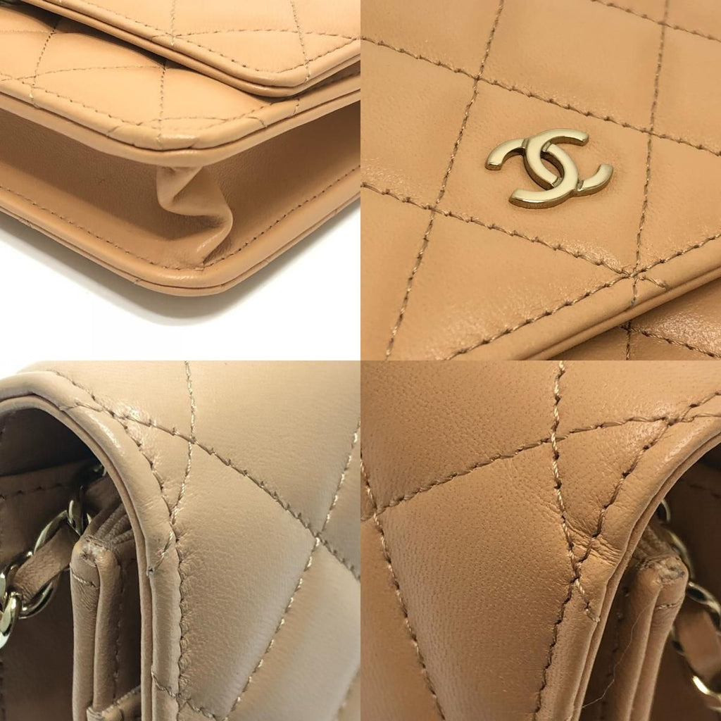Chanel Shoulder Bag CC Logo Classic Lambskin Beige — view 7