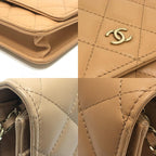 Chanel Shoulder Bag CC Logo Classic Lambskin Beige — view 7