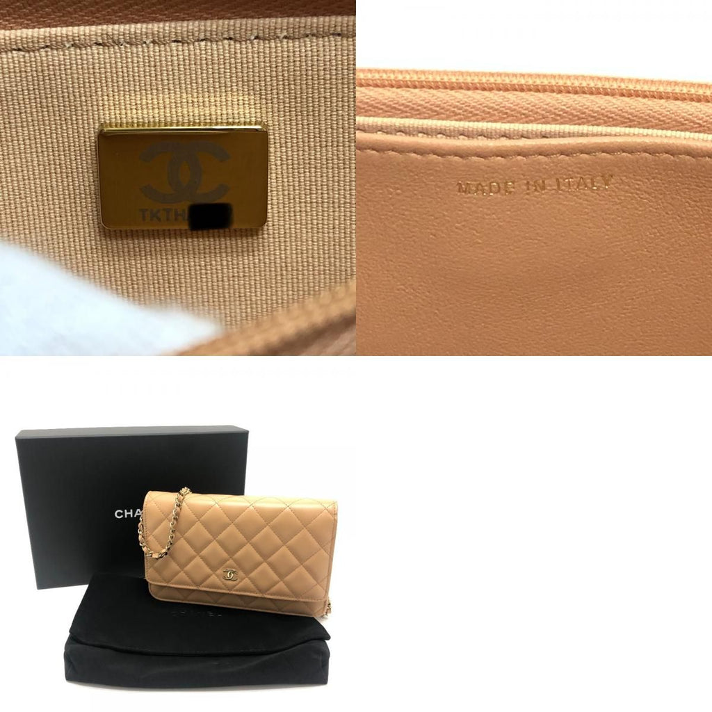 Chanel Shoulder Bag CC Logo Classic Lambskin Beige — view 9