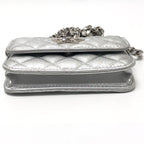 Chanel Shoulder Bag Star Rhinestone Leather Silver — view 5