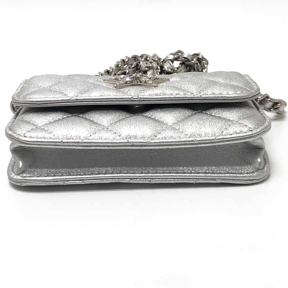 Chanel Shoulder Bag Star Rhinestone Leather Silver — view 5