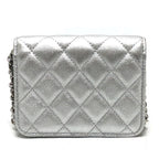 Chanel Shoulder Bag Star Rhinestone Leather Silver — view 2