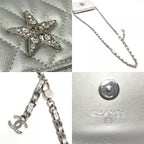 Chanel Shoulder Bag Star Rhinestone Leather Silver — view 8