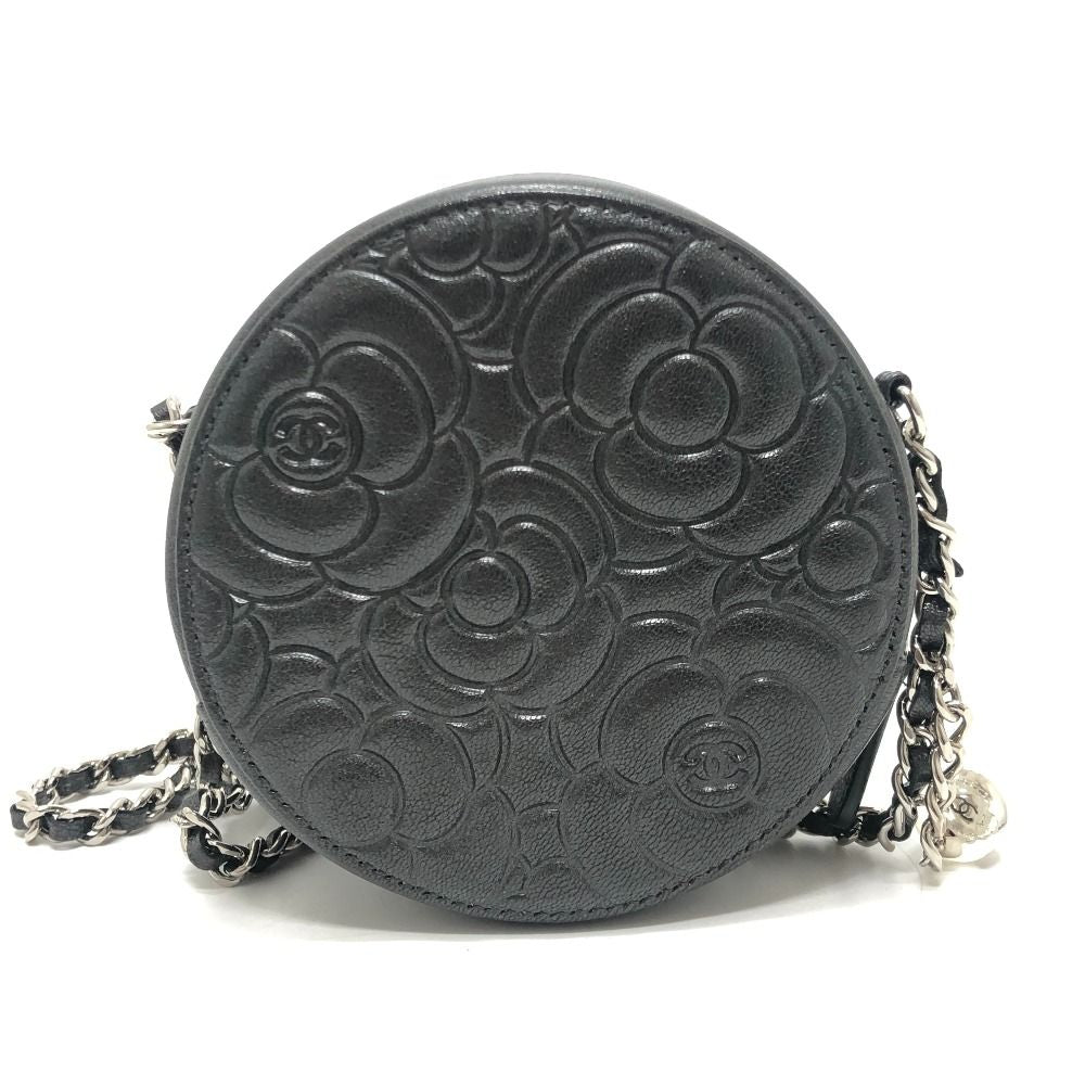 Chanel Shoulder Bag Camellia CC Logo Unknown Leather Gray — view 2