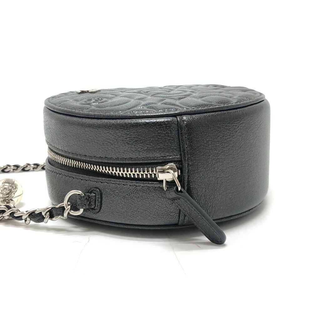 Chanel Shoulder Bag Camellia CC Logo Unknown Leather Gray — view 3