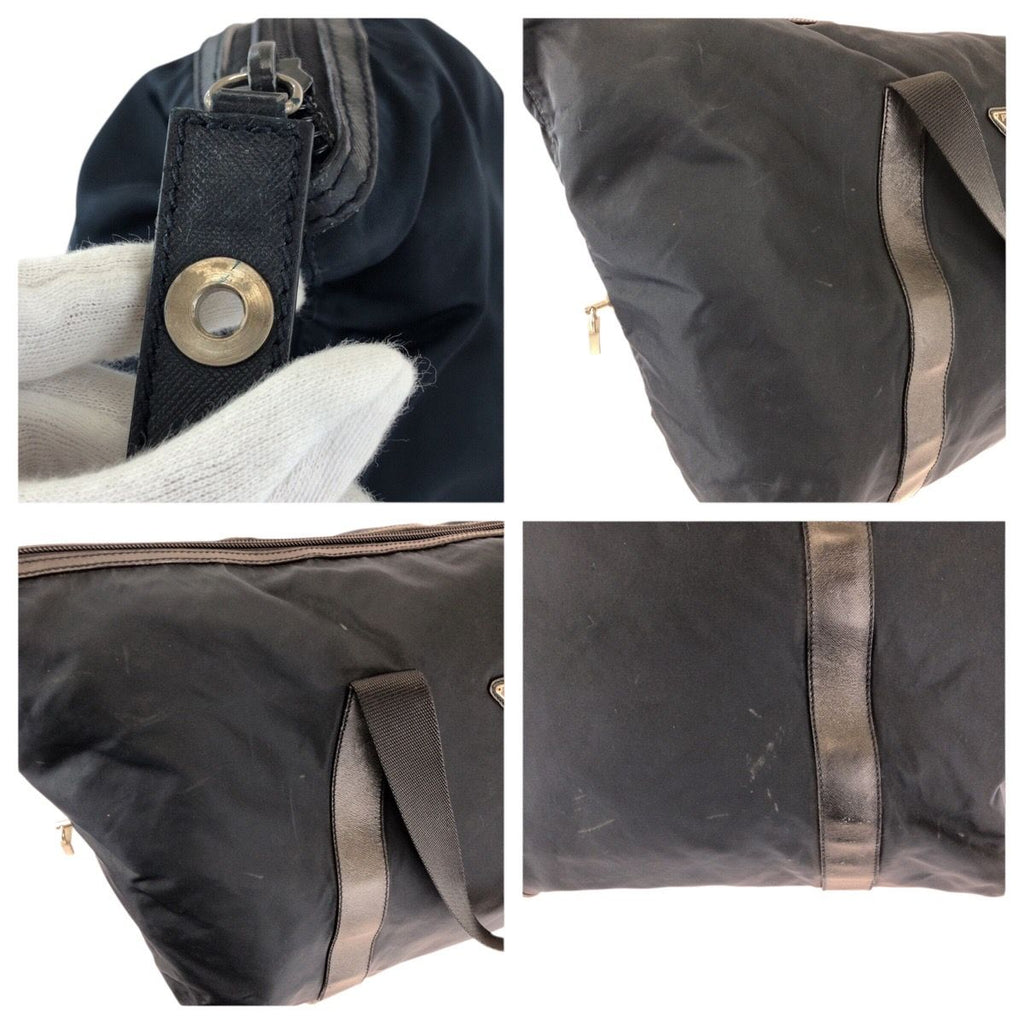 Prada Tessuto Saffiano Navy Nylon Leather Boston — view 5