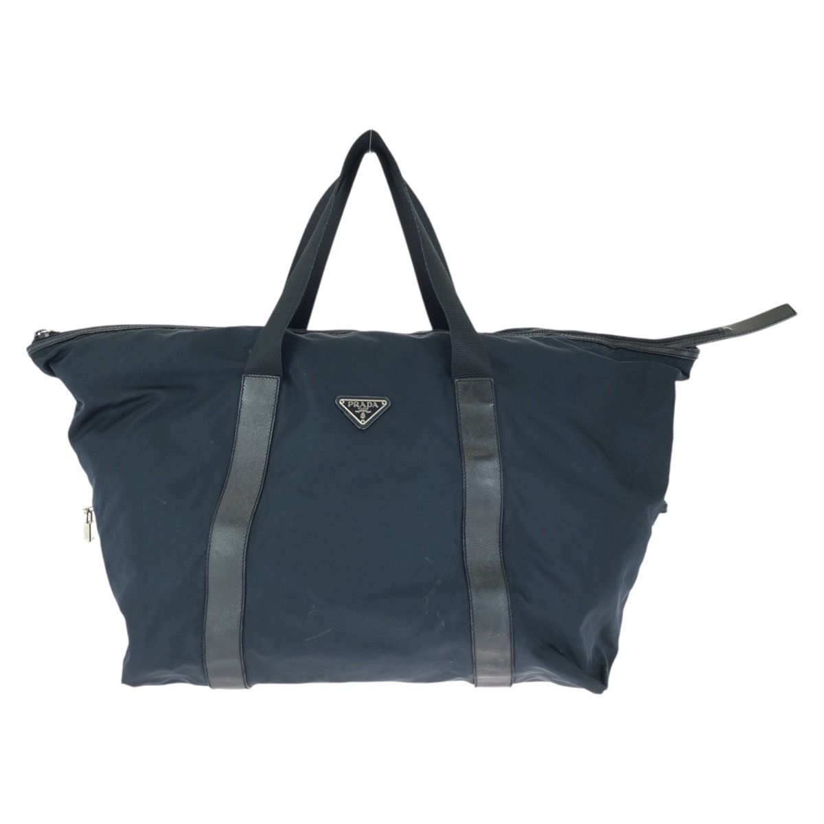 Prada Tessuto Saffiano Navy Nylon Leather Boston