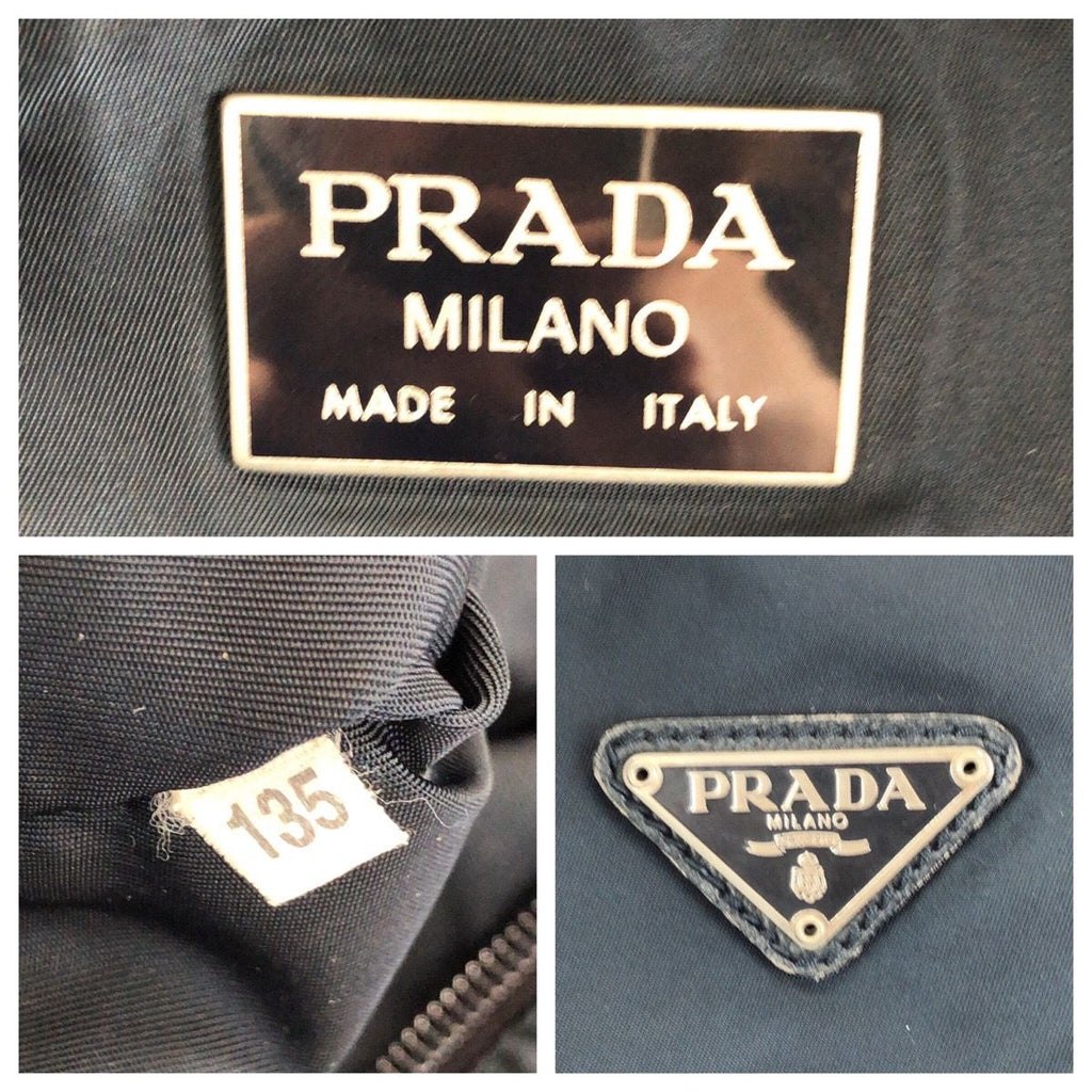 Prada Tessuto Saffiano Navy Nylon Leather Boston — view 4