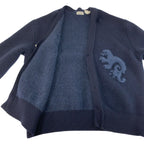 Hermes Dragon M Navy Wool Polyurethane Knit Cardigan — view 8