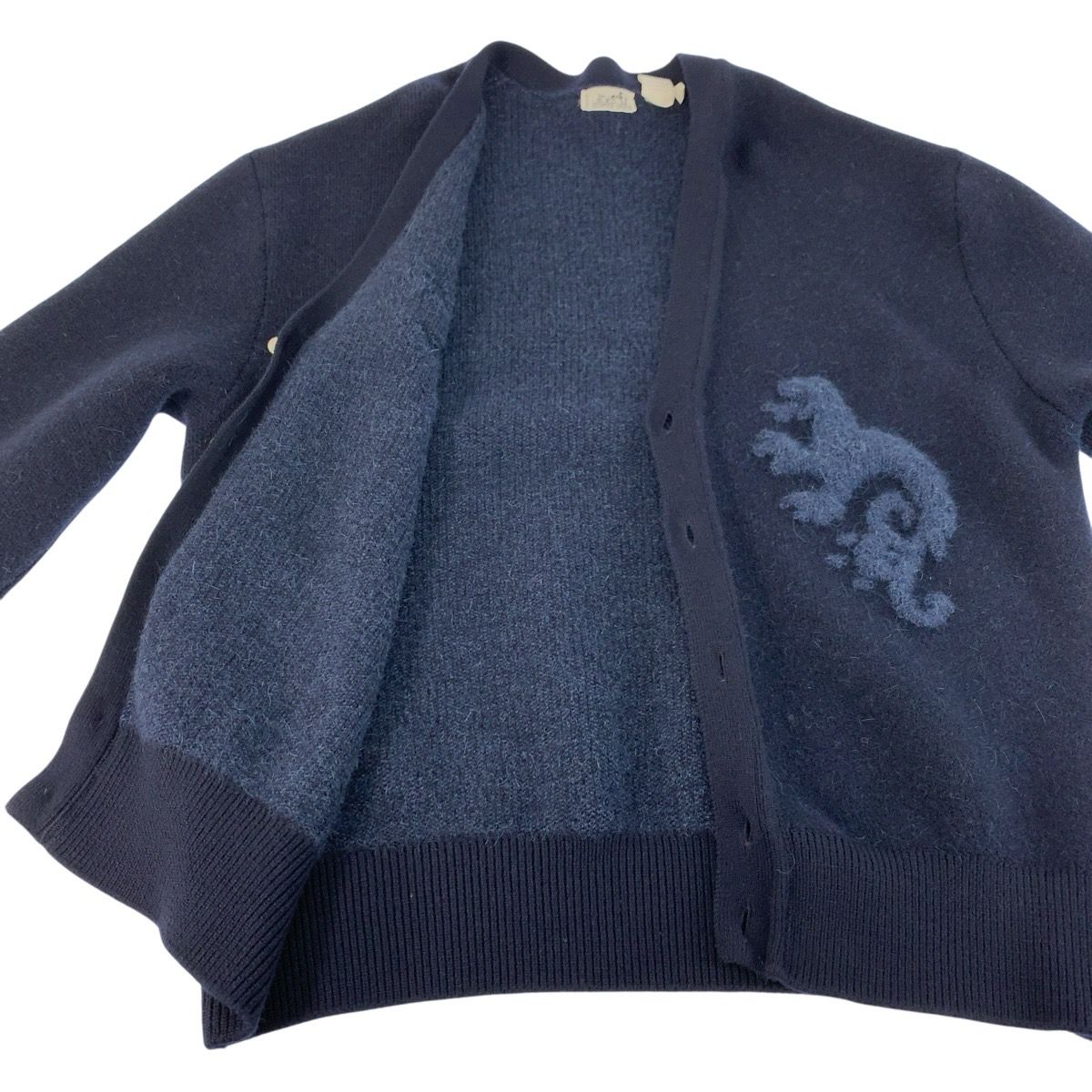 Hermes Dragon M Navy Wool Polyurethane Knit Cardigan — view 8