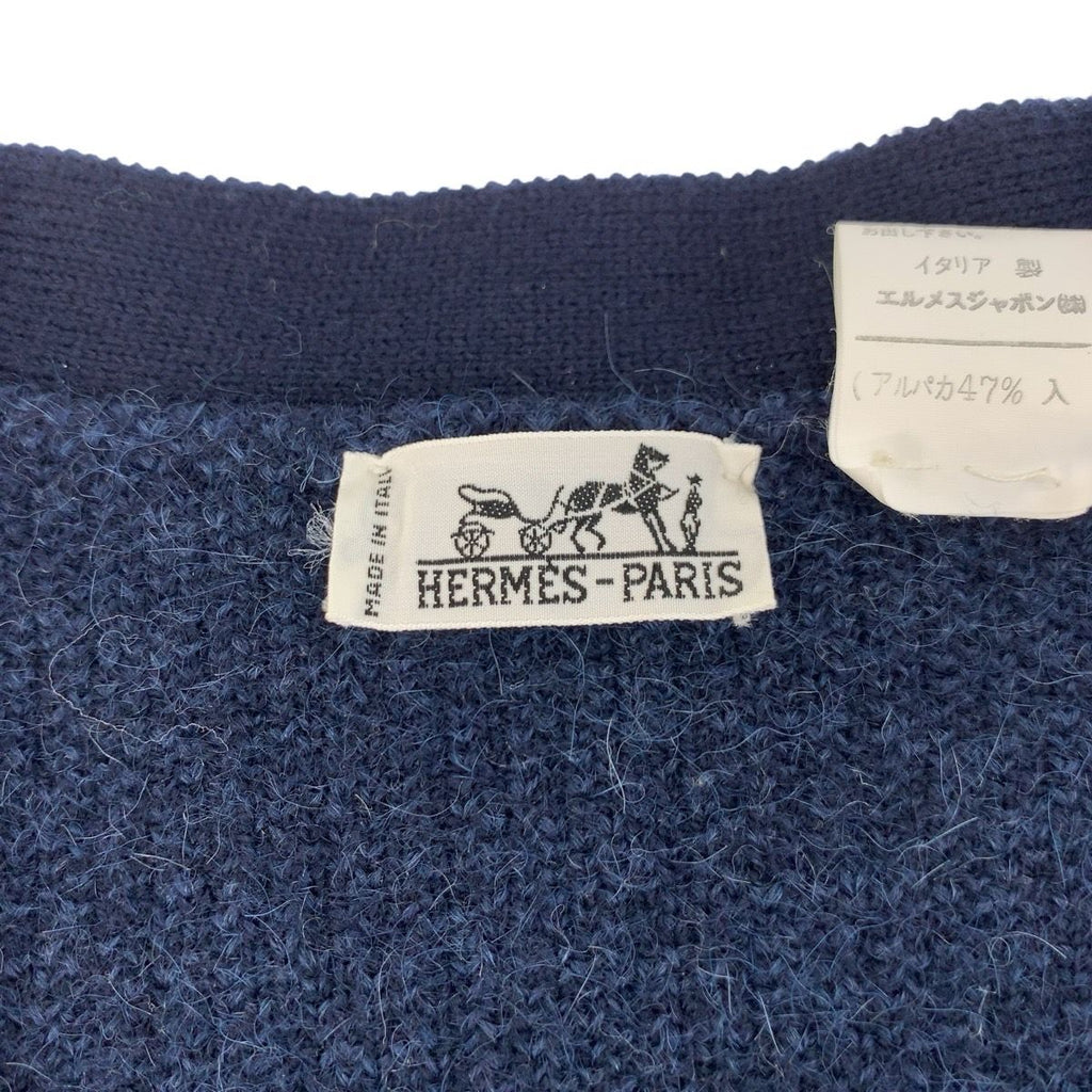 Hermes Dragon M Navy Wool Polyurethane Knit Cardigan — view 3
