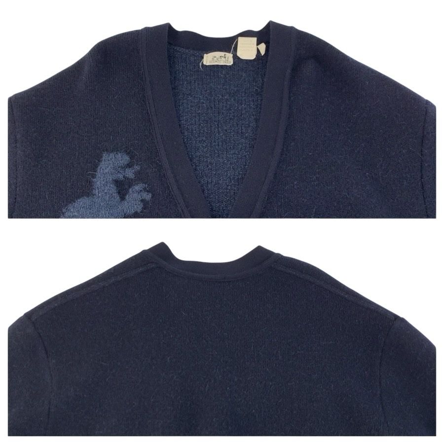 Hermes Dragon M Navy Wool Polyurethane Knit Cardigan — view 5