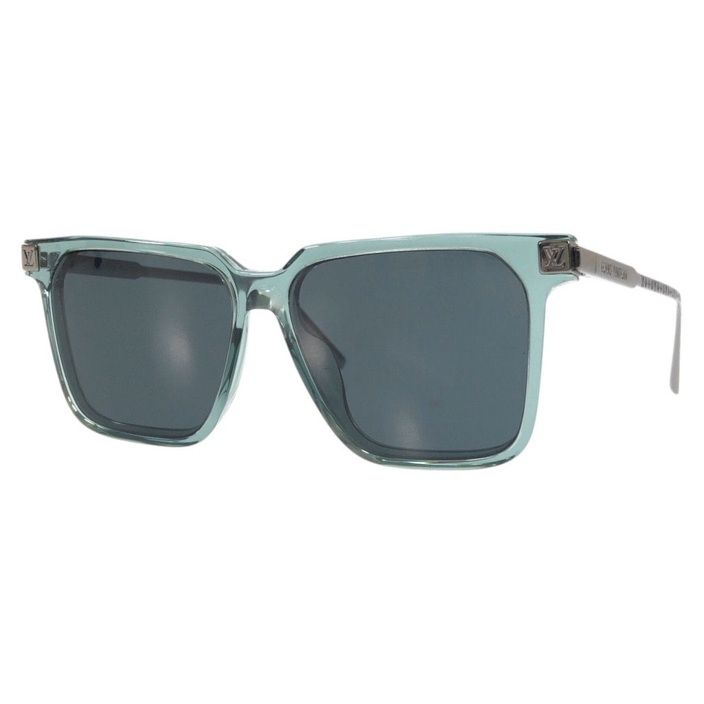 Louis Vuitton LV Rise Square Green Silver Acetate Metal 56 15 Sunglasses Eyewear