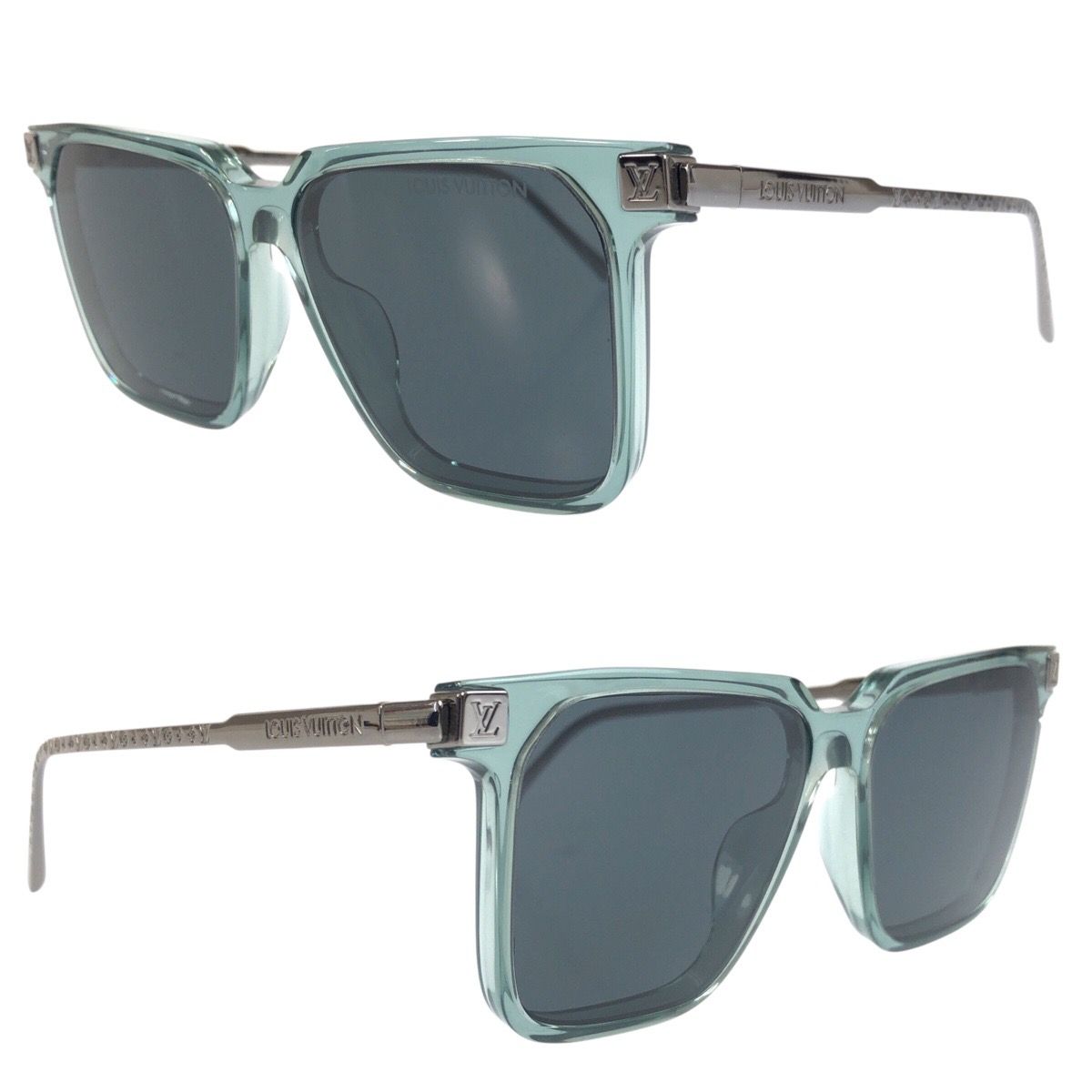 Louis Vuitton LV Rise Square Green Silver Acetate Metal 56 15 Sunglasses Eyewear — view 4