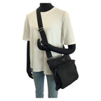 Prada Tessuto Saffiano Black Silver Nylon Leather Shoulder — view 7